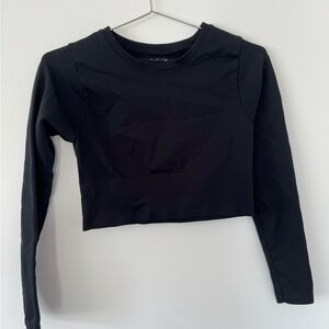 Aerie OFFLINE black long sleeve cropped workout top